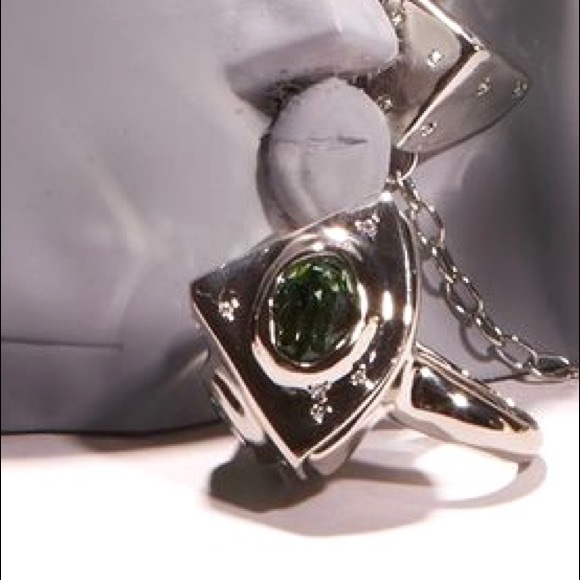 ALEXIS BITTAR • Green Silver Crumpled Chunky Chunky Pyramid Relic Ring 6 3/4 - Picture 5 of 15
